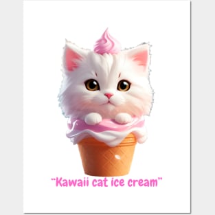 Purr-fectly Adorable Cat-tastic Ice Cream Posters and Art